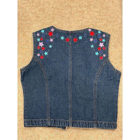 VTG Signature GJ Gordon & James Women's Embroidered Denim Vest Blue Small NWT - Picture 9 of 9
